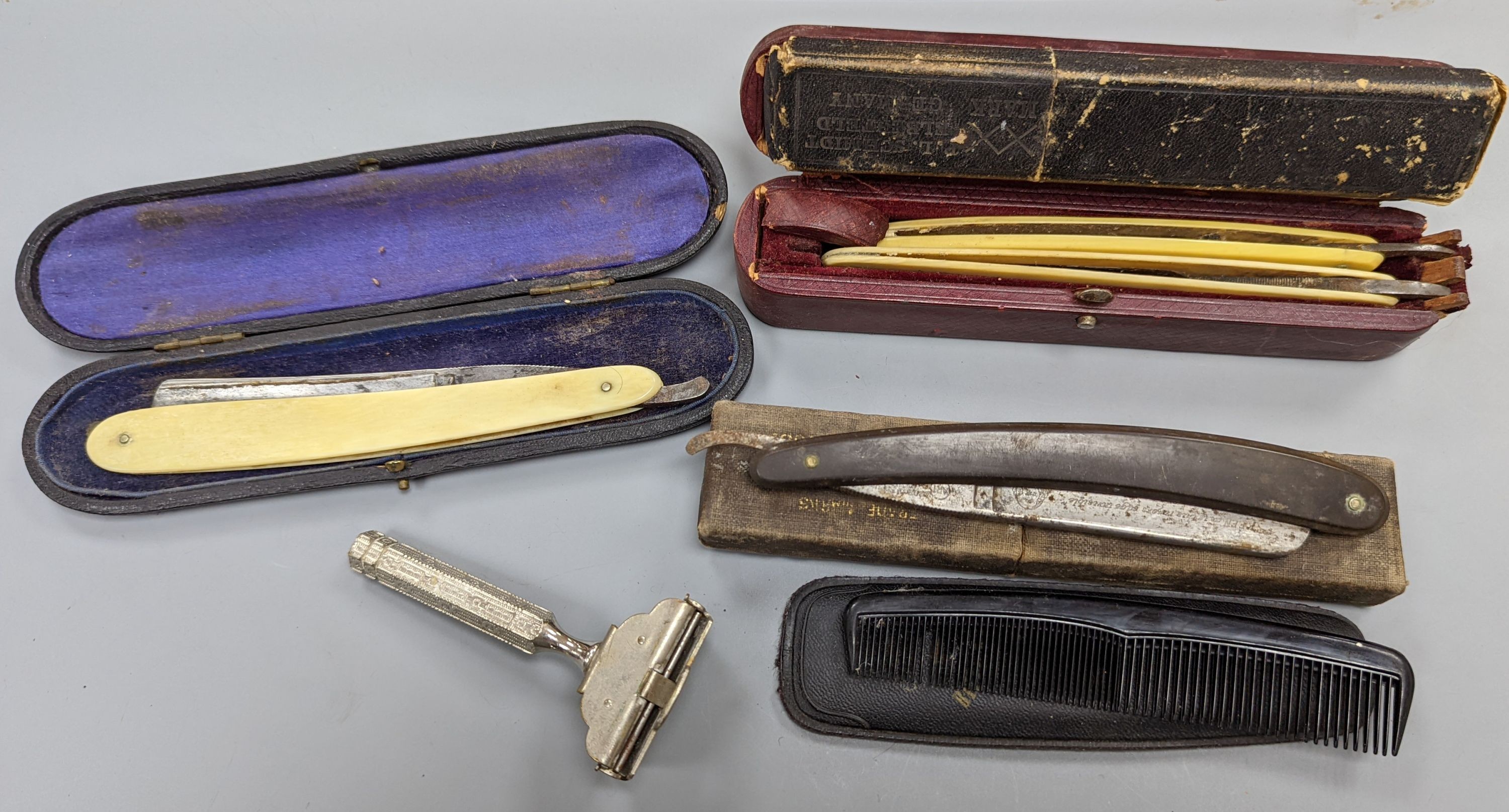 Various cut throat and safety razors